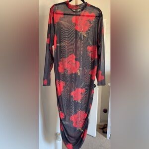 NWOT Floral Mesh Long Sleeve Dress